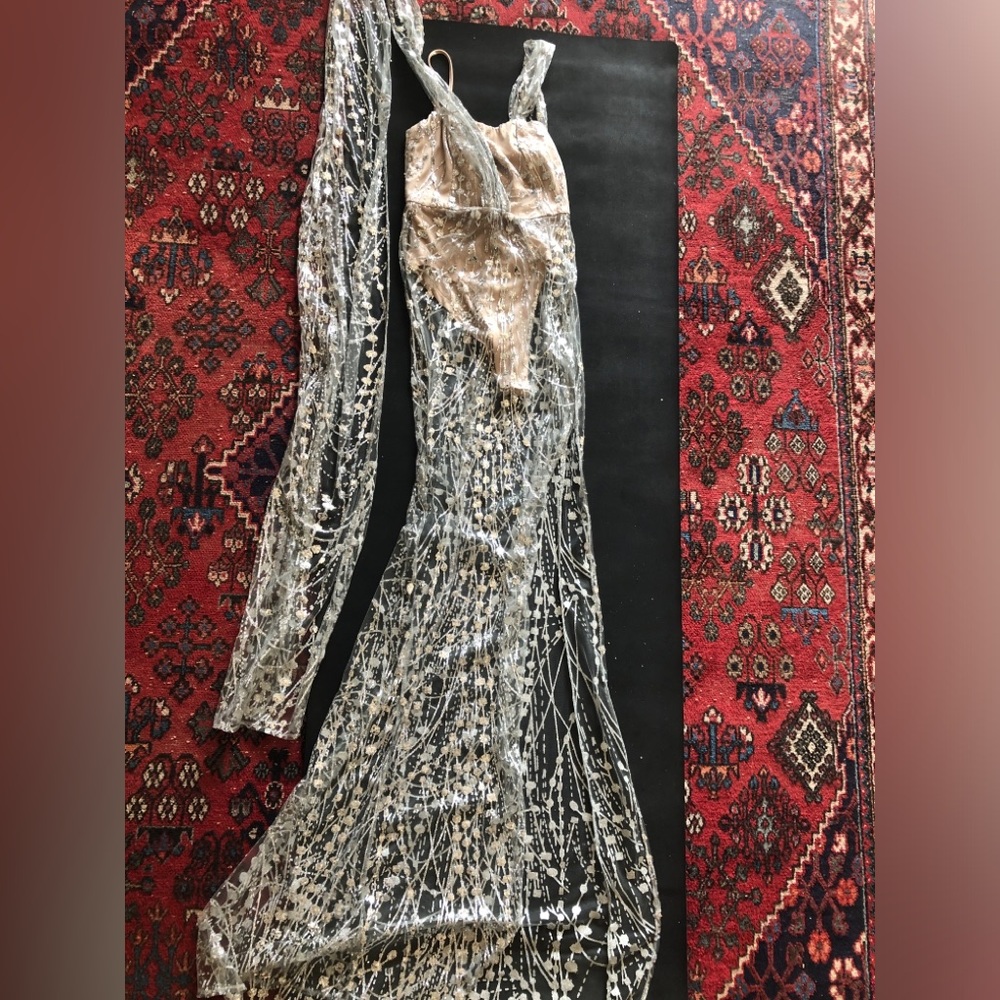 Sheer Gown with Sequin Embellishments